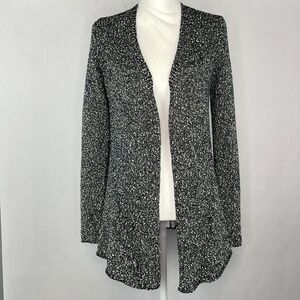 Eileen Fisher Black and White Tweed Open Front Cardigan Sweater. Size Small Pet.